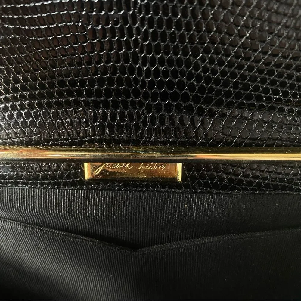 Vintage Judith Lieber Collection Piece Black Lizard Leather Purse Crossbody